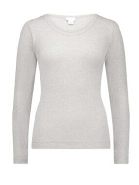 Jamie Kay Cotton Modal Grace Rib Long Sleeve Top Light Grey Marle XS